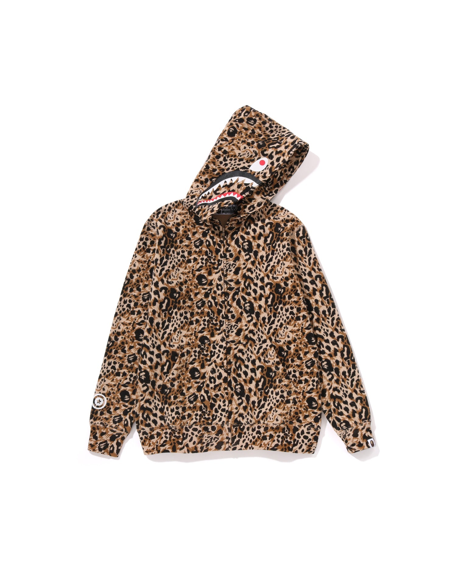 A BATHING APE® Kids Wild Leopard Pattern Shark Zip Hoodie Jr