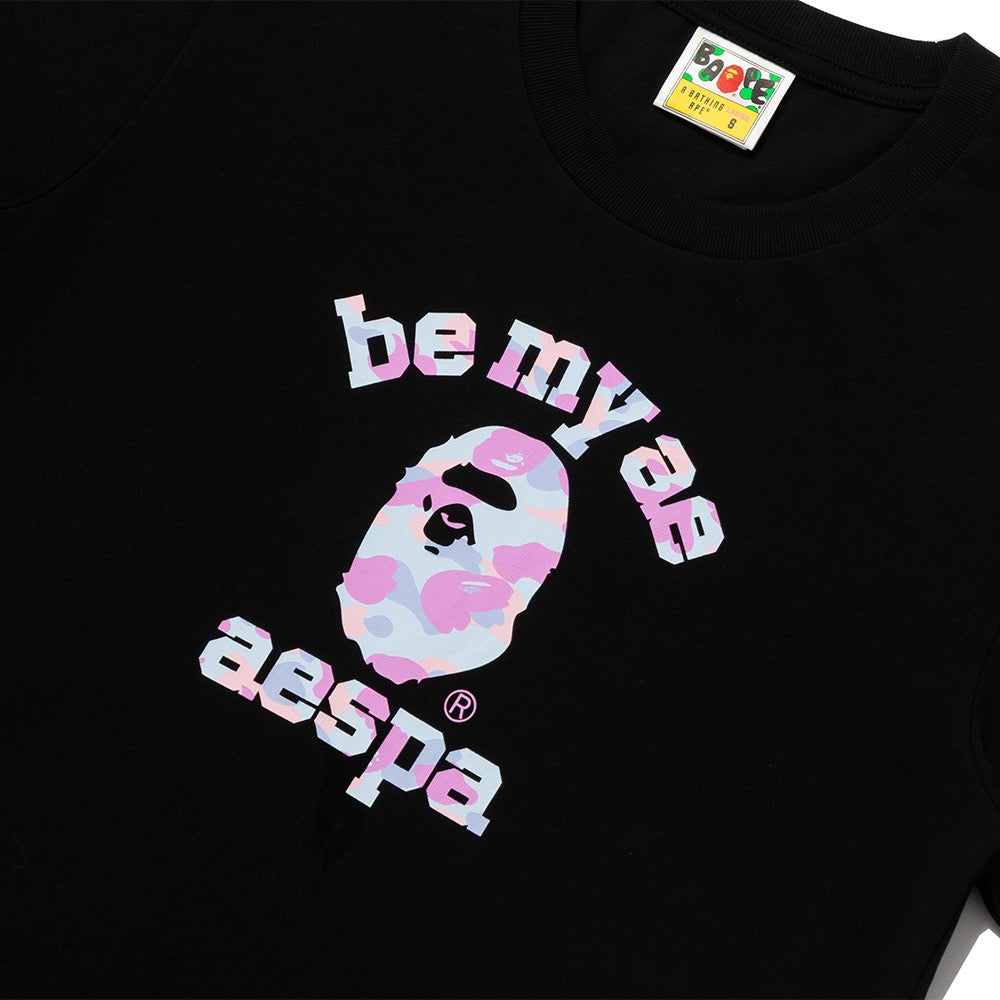 BAPE X AESPA 콜리지 티셔츠(W) BLACK