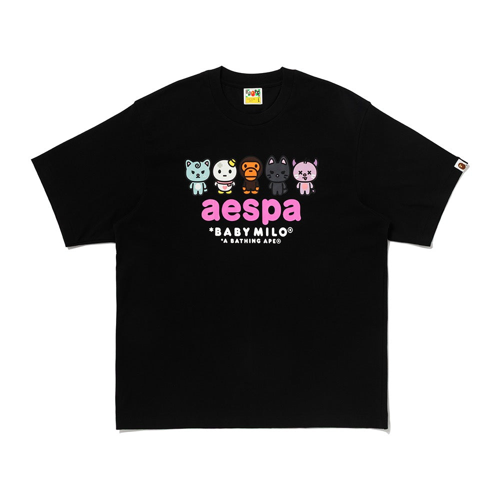 BAPE X AESPA 베이비 마일로 티셔츠(W) BLACK