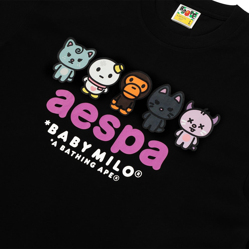 BAPE X AESPA 베이비 마일로 티셔츠(W) BLACK