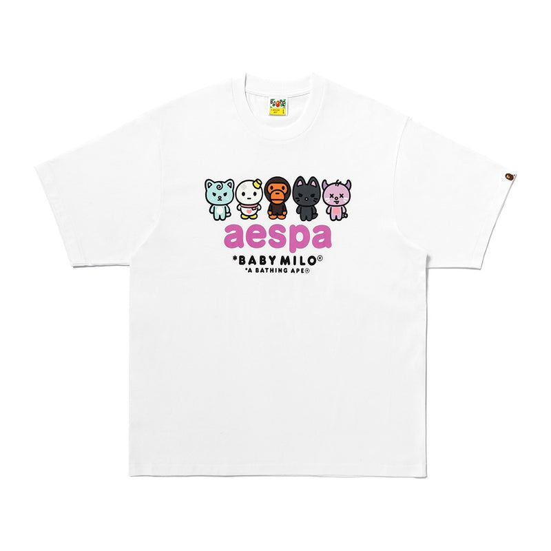 BAPE X AESPA 베이비 마일로 티셔츠(W) WHITE