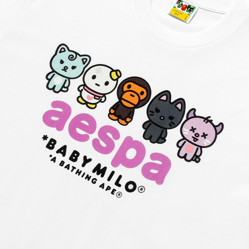 BAPE X AESPA 베이비 마일로 티셔츠(W) WHITE