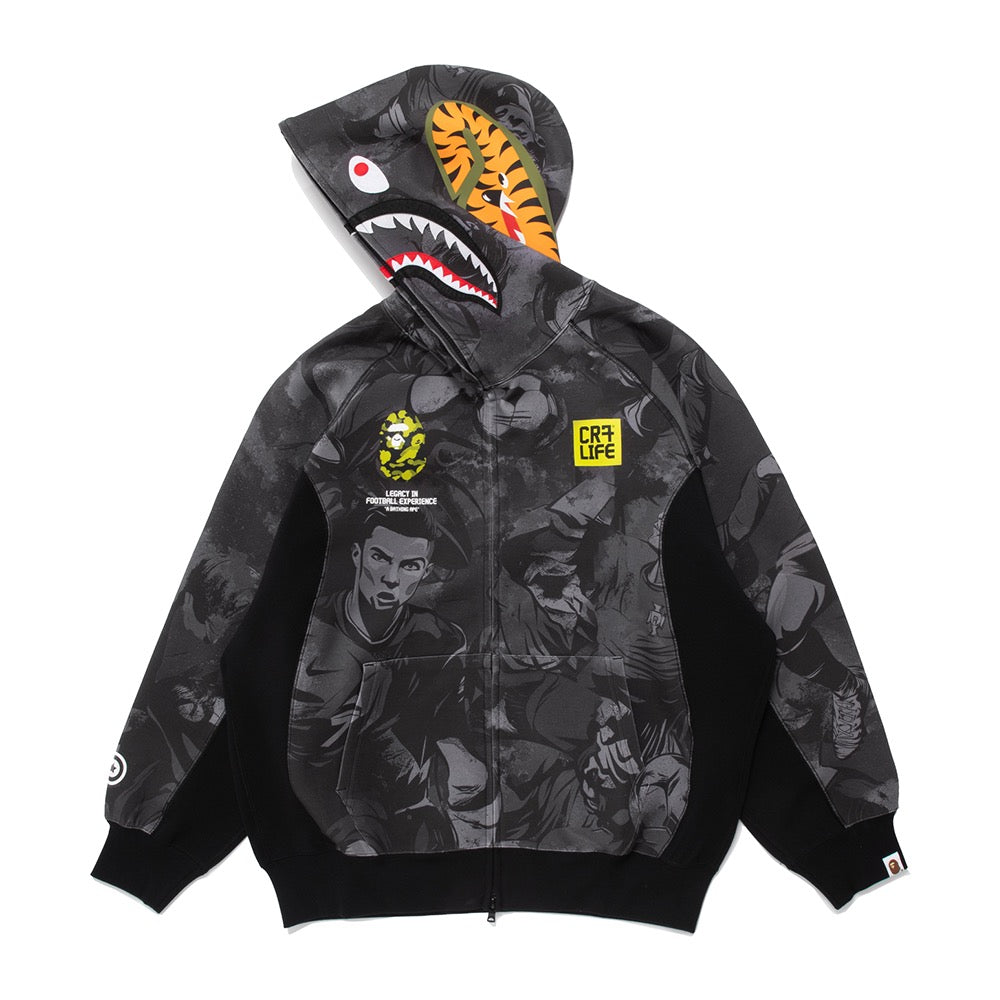 BAPE X CR7 라이프 올 오버 프린트 로고 릴렉스드 핏 샤크 후드(M) BLACK