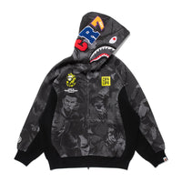 BAPE X CR7 라이프 올 오버 프린트 로고 릴렉스드 핏 샤크 후드(M) BLACK