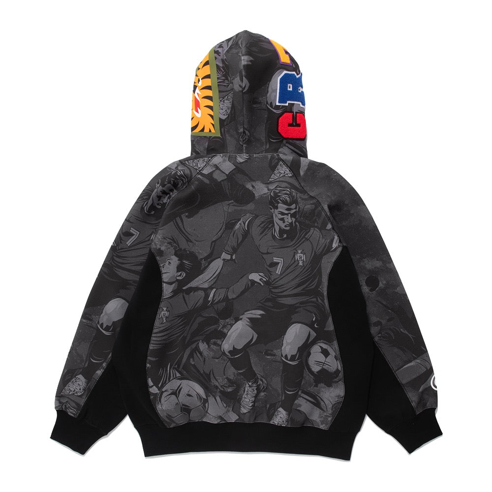 BAPE X CR7 라이프 올 오버 프린트 로고 릴렉스드 핏 샤크 후드(M) BLACK