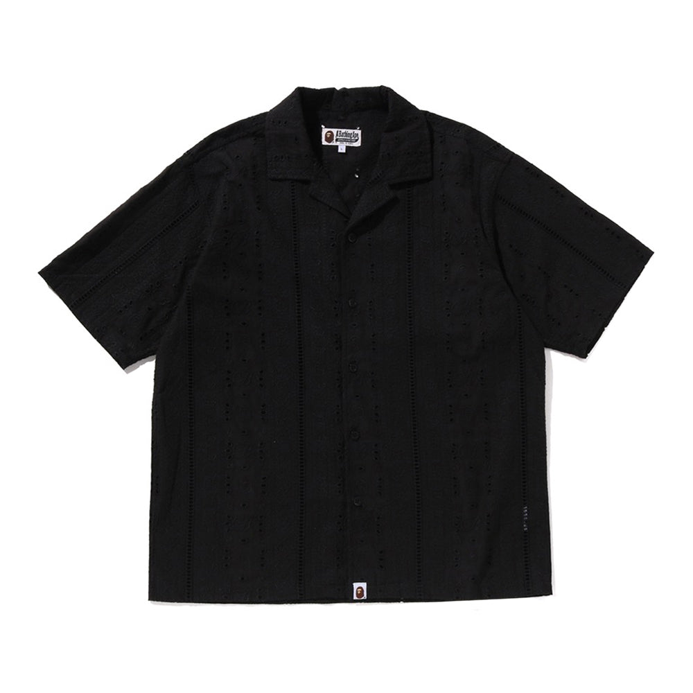 엠브로이더리 오픈 칼라 SS 셔츠(M) BLACK