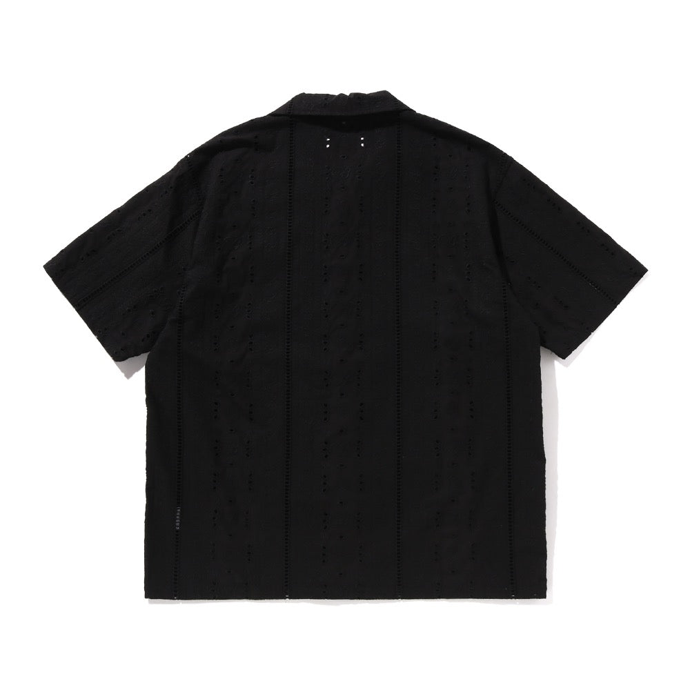 엠브로이더리 오픈 칼라 SS 셔츠(M) BLACK