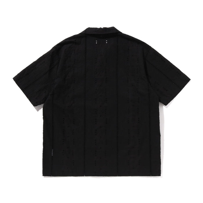 엠브로이더리 오픈 칼라 SS 셔츠(M) BLACK