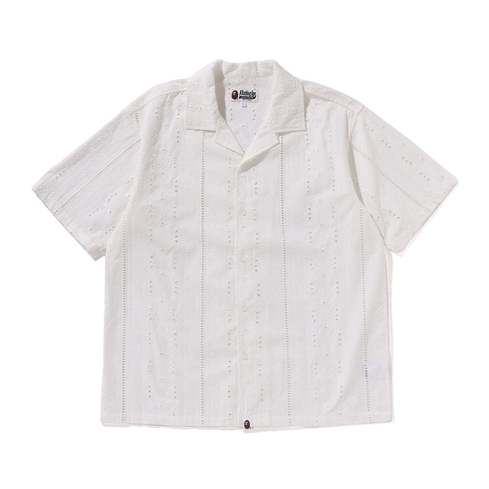 엠브로이더리 오픈 칼라 SS 셔츠(M) IVORY