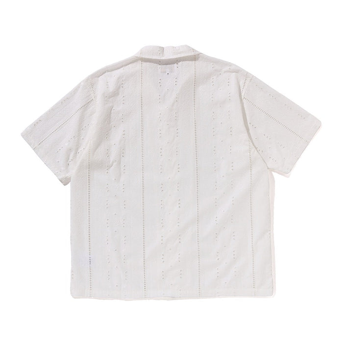 엠브로이더리 오픈 칼라 SS 셔츠(M) IVORY