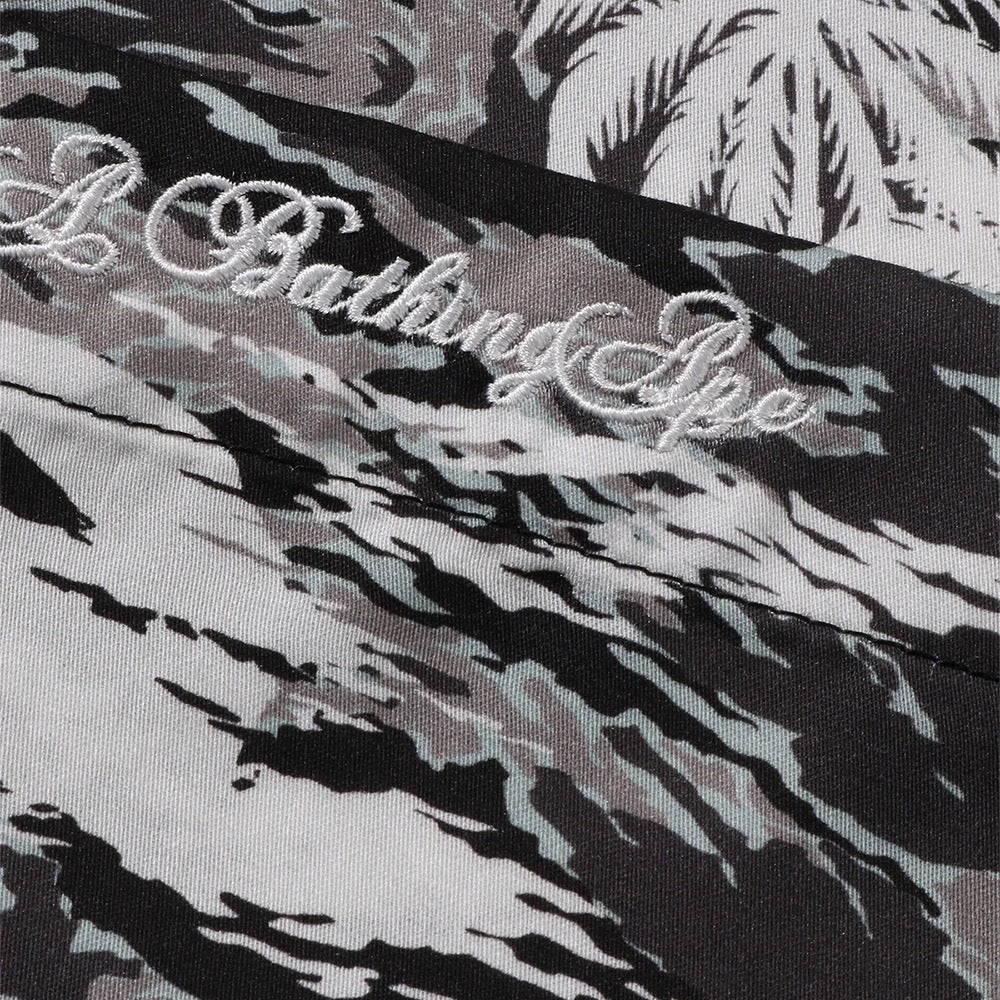 팜 트리 카모 오픈 칼라 포켓 SS 셔츠(M) BLACK