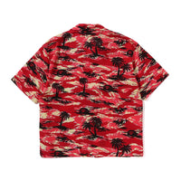 팜 트리 카모 오픈 칼라 포켓 SS 셔츠(M) RED