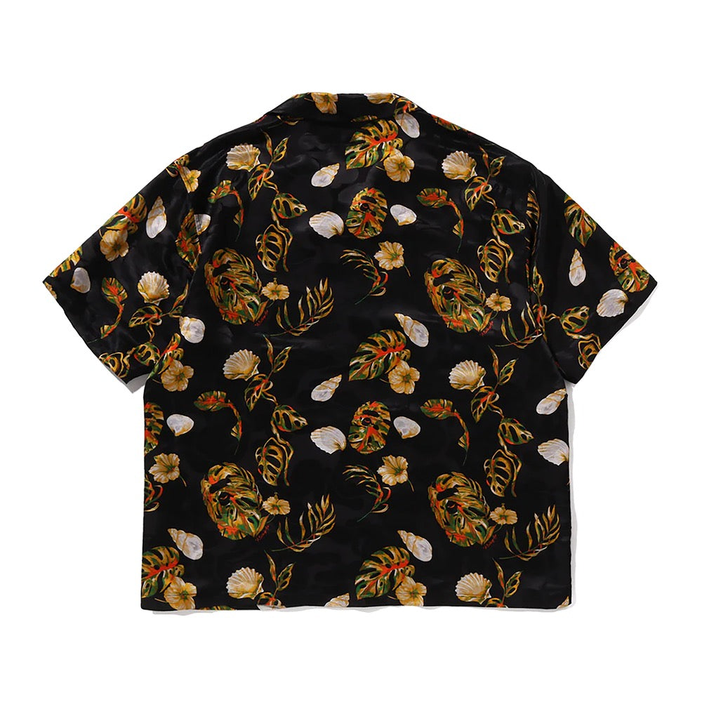 베케이션 패턴 오픈 칼라 셔츠(M) BLACK