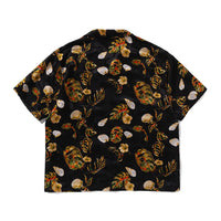 베케이션 패턴 오픈 칼라 셔츠(M) BLACK