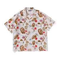 베케이션 패턴 오픈 칼라 셔츠(M) WHITE