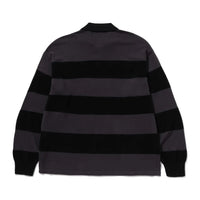 자카드 멀티로고 스트라이프 릴렉스트 핏 티셔츠(M) BLACK