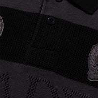 자카드 멀티로고 스트라이프 릴렉스트 핏 티셔츠(M) BLACK