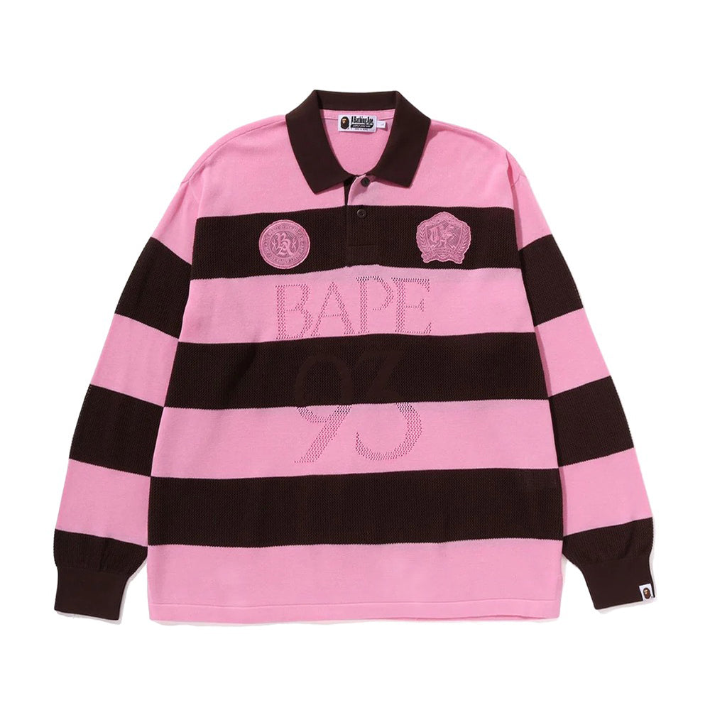 자카드 멀티로고 스트라이프 릴렉스트 핏 티셔츠(M) BROWN