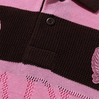 자카드 멀티로고 스트라이프 릴렉스트 핏 티셔츠(M) BROWN