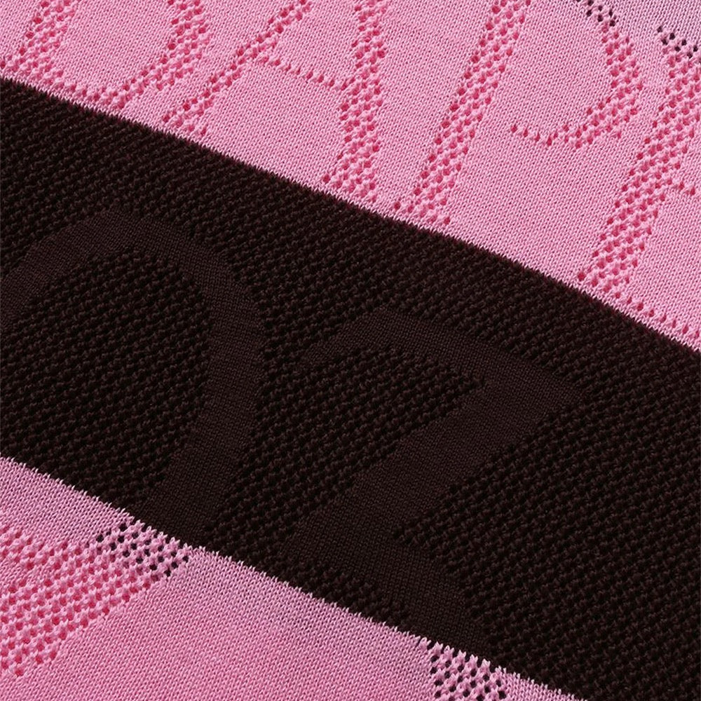 자카드 멀티로고 스트라이프 릴렉스트 핏 티셔츠(M) BROWN