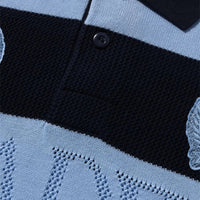 자카드 멀티로고 스트라이프 릴렉스트 핏 티셔츠(M) NAVY