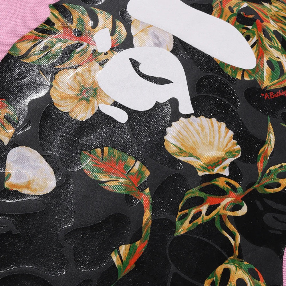 베케이션 패턴 에이프 헤드 릴렉스드 티셔츠(M) PINK