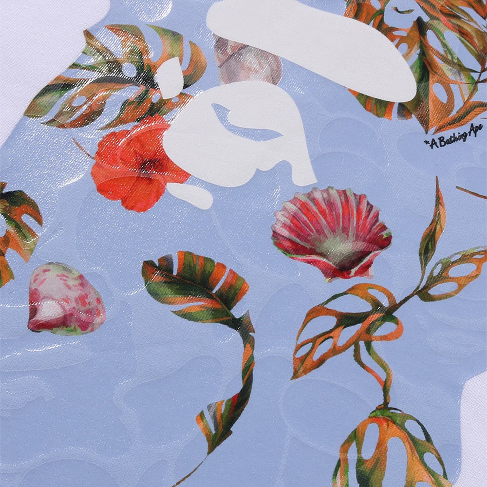 베케이션 패턴 에이프 헤드 릴렉스드 티셔츠(M) WHITE