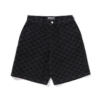 콜리지 모노그램 릴렉스트 핏 13oz 데님 쇼츠(M) BLACK