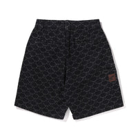 콜리지 모노그램 릴렉스트 핏 13oz 데님 쇼츠(M) BLACK