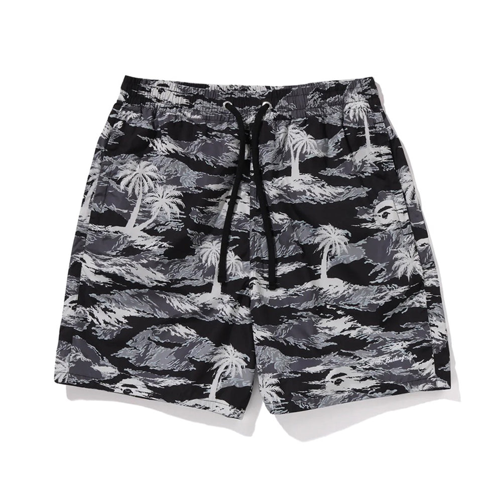 팜 트리 카모 릴랙스드 핏 비치 쇼츠(M) BLACK