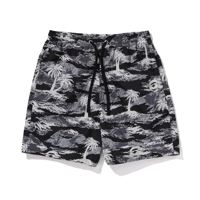 팜 트리 카모 릴랙스드 핏 비치 쇼츠(M) BLACK