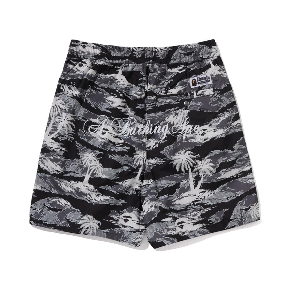 팜 트리 카모 릴랙스드 핏 비치 쇼츠(M) BLACK