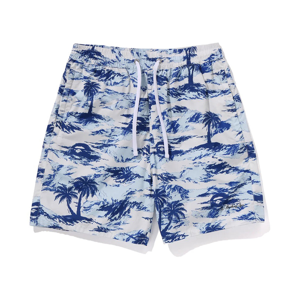 팜 트리 카모 릴랙스드 핏 비치 쇼츠(M) BLUE