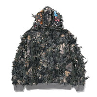 트리 엣지 카모 레이저 컷 샤크 크롭 핏 풀 집 후드(M) BROWN