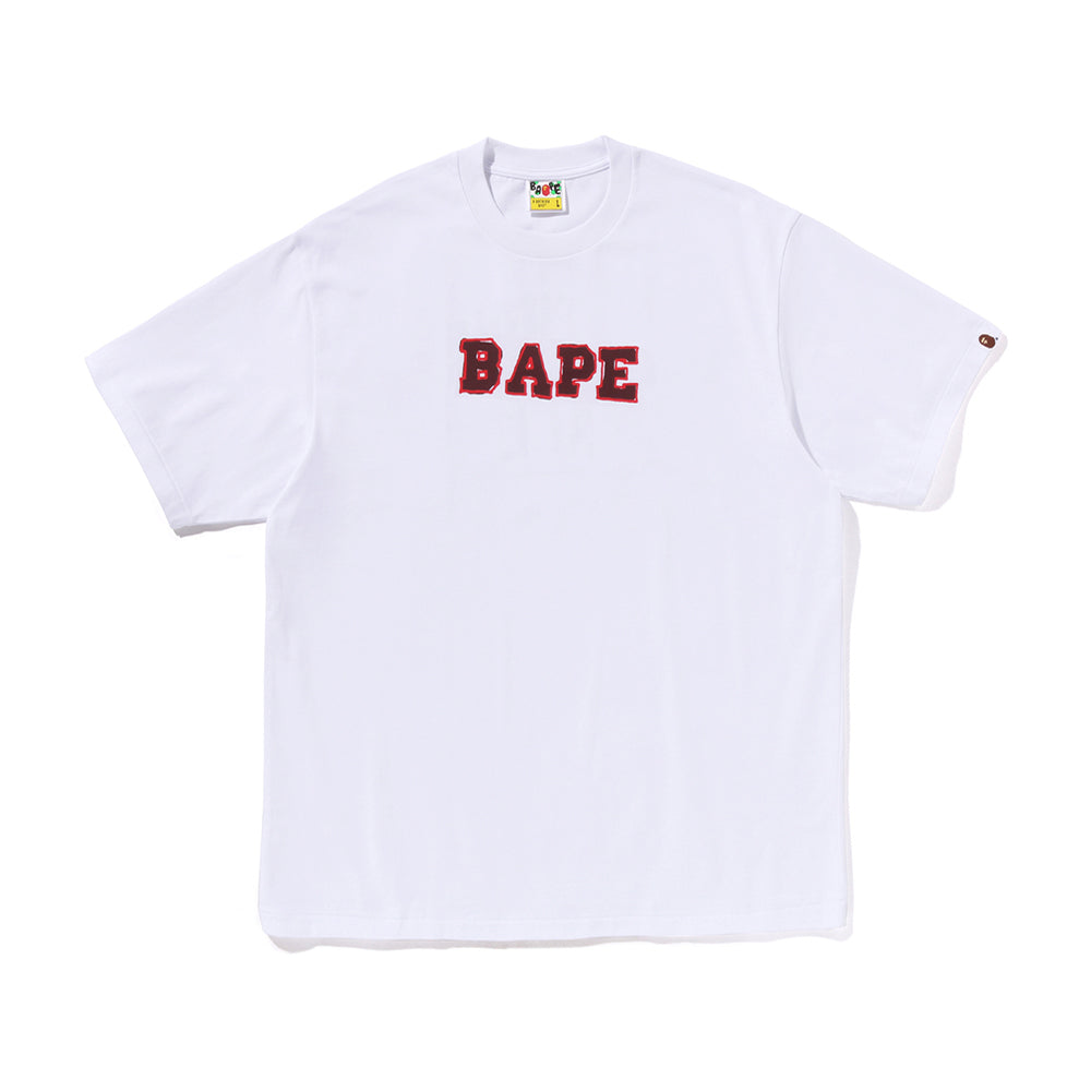 핸드 드로우 BAPE 로고 릴렉스드 핏 티셔츠(M) WHITE