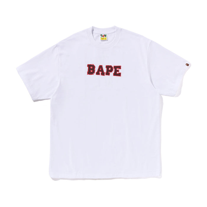 핸드 드로우 BAPE 로고 릴렉스드 핏 티셔츠(M) WHITE