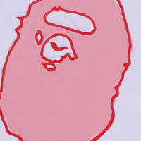 핸드 드로우 BAPE 로고 릴렉스드 핏 티셔츠(M) WHITE