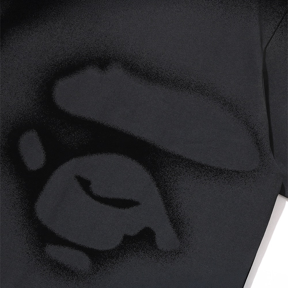 스프레이 프린트 에이프 헤드 릴렉스드 핏 티셔츠 #1(M) BLACK