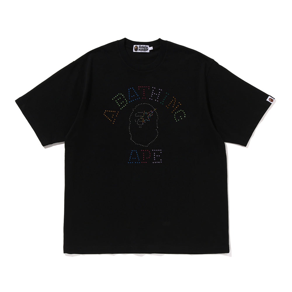 라인스톤 콜리지 릴렉스드 핏 티셔츠(M) BLACK