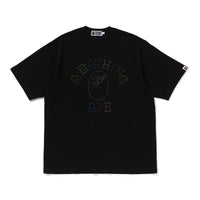 라인스톤 콜리지 릴렉스드 핏 티셔츠(M) BLACK