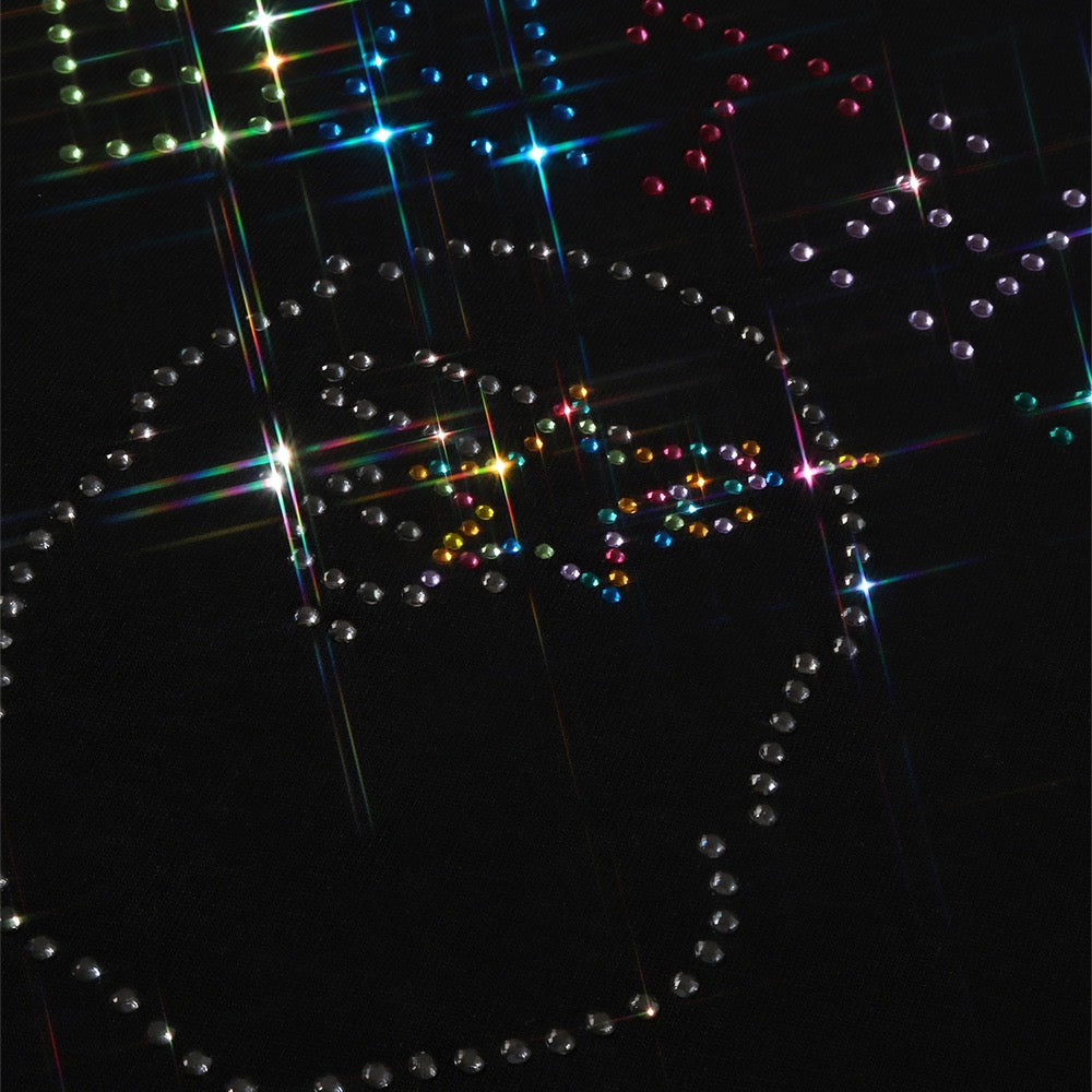 라인스톤 콜리지 릴렉스드 핏 티셔츠(M) BLACK