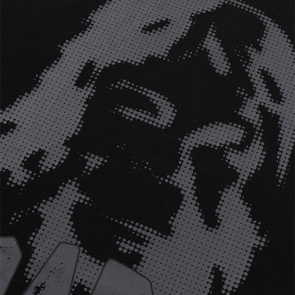 그래픽 릴렉스드 핏 티셔츠(M) BLACK