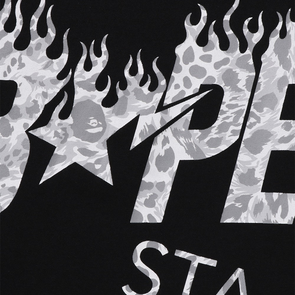 와일드 레오파드 패턴 베이프 스타 로고 릴렉스드 핏 티셔츠(M) BLACK