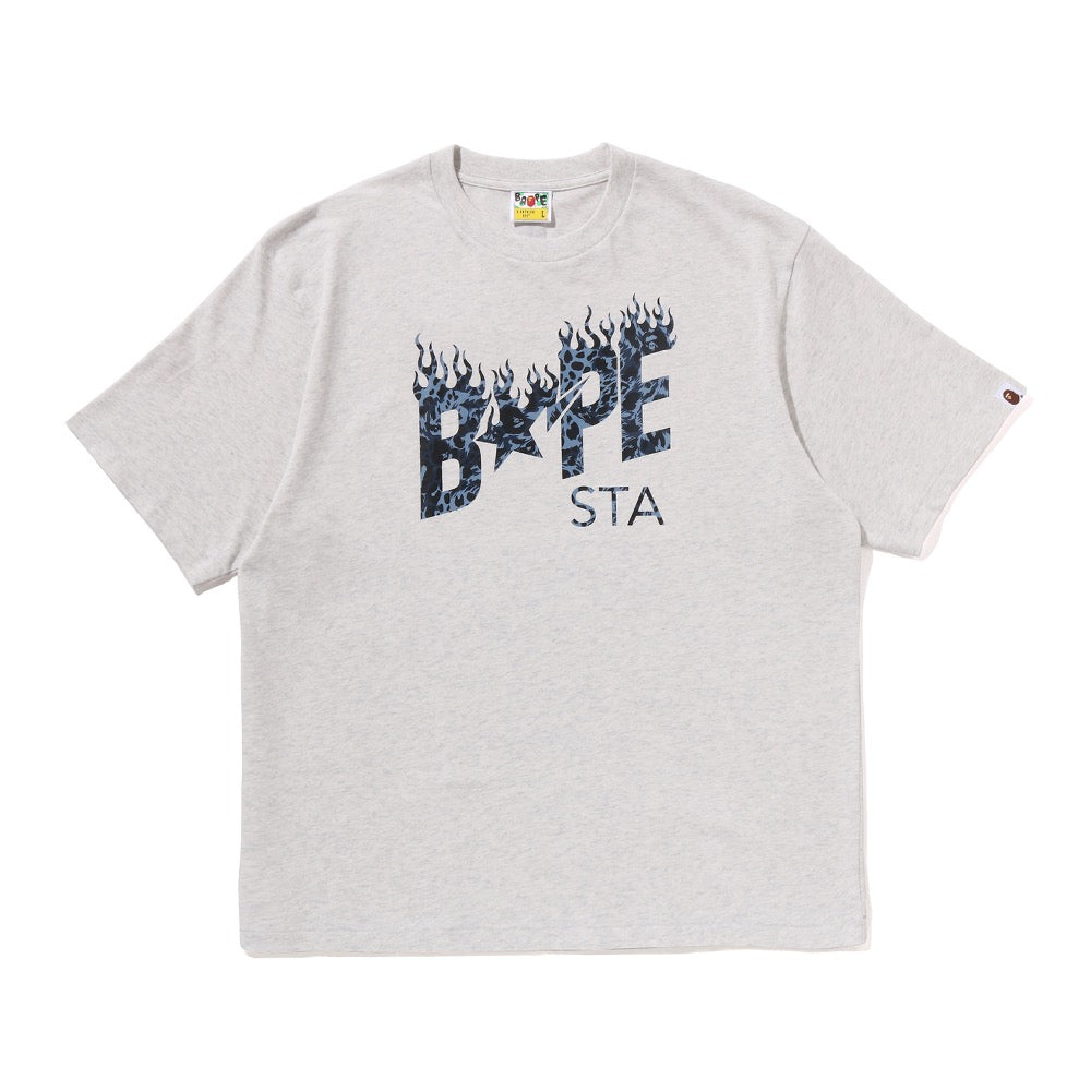 와일드 레오파드 패턴 베이프 스타 로고 릴렉스드 핏 티셔츠(M) GRAY