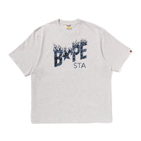 와일드 레오파드 패턴 베이프 스타 로고 릴렉스드 핏 티셔츠(M) GRAY