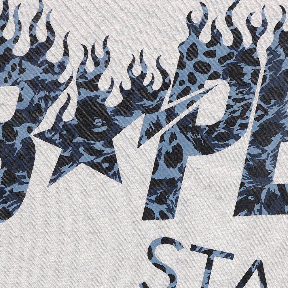 와일드 레오파드 패턴 베이프 스타 로고 릴렉스드 핏 티셔츠(M) GRAY