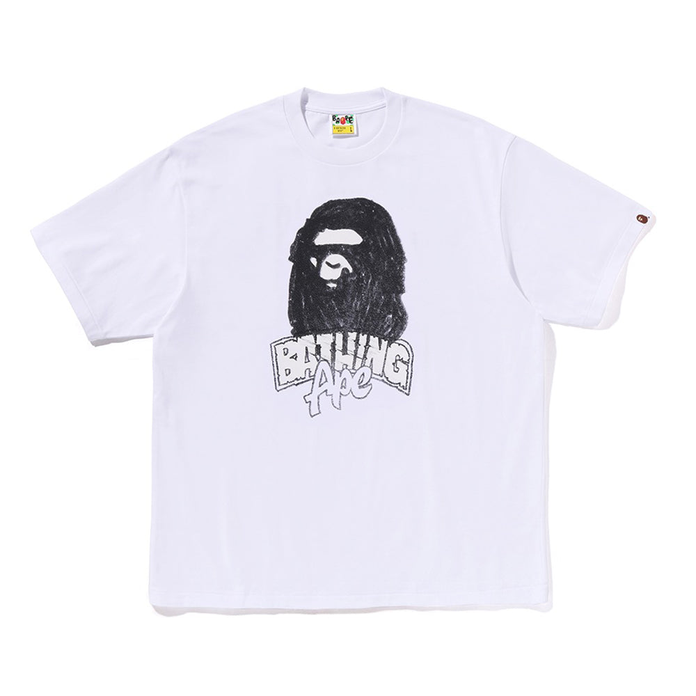 핸드 드로운 에이프 헤드 릴렉스드 핏 티셔츠(M) WHITE