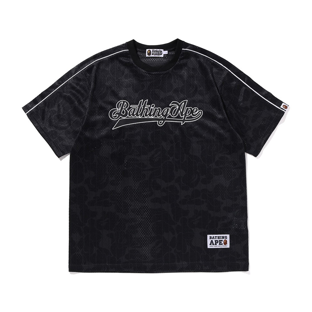 카모 스트라이프 베이스볼 로고 릴렉스드 핏 티셔츠 BLACK