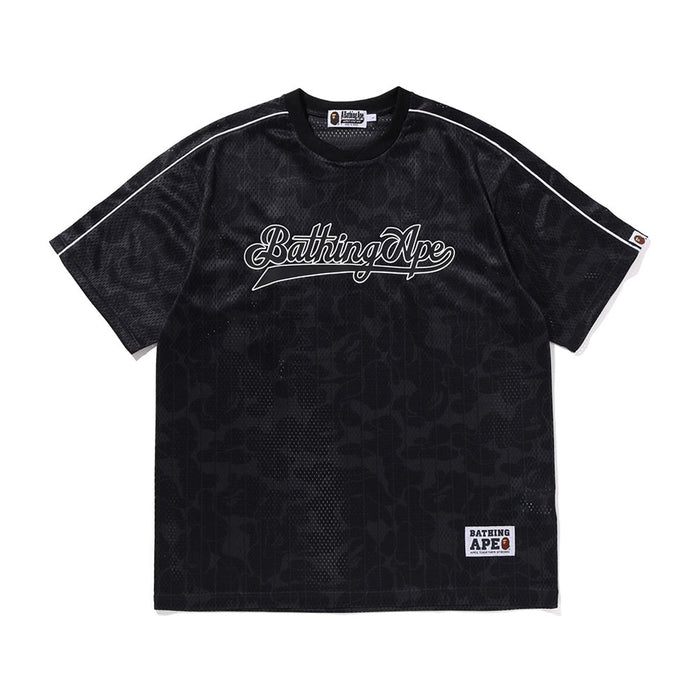 카모 스트라이프 베이스볼 로고 릴렉스드 핏 티셔츠 BLACK