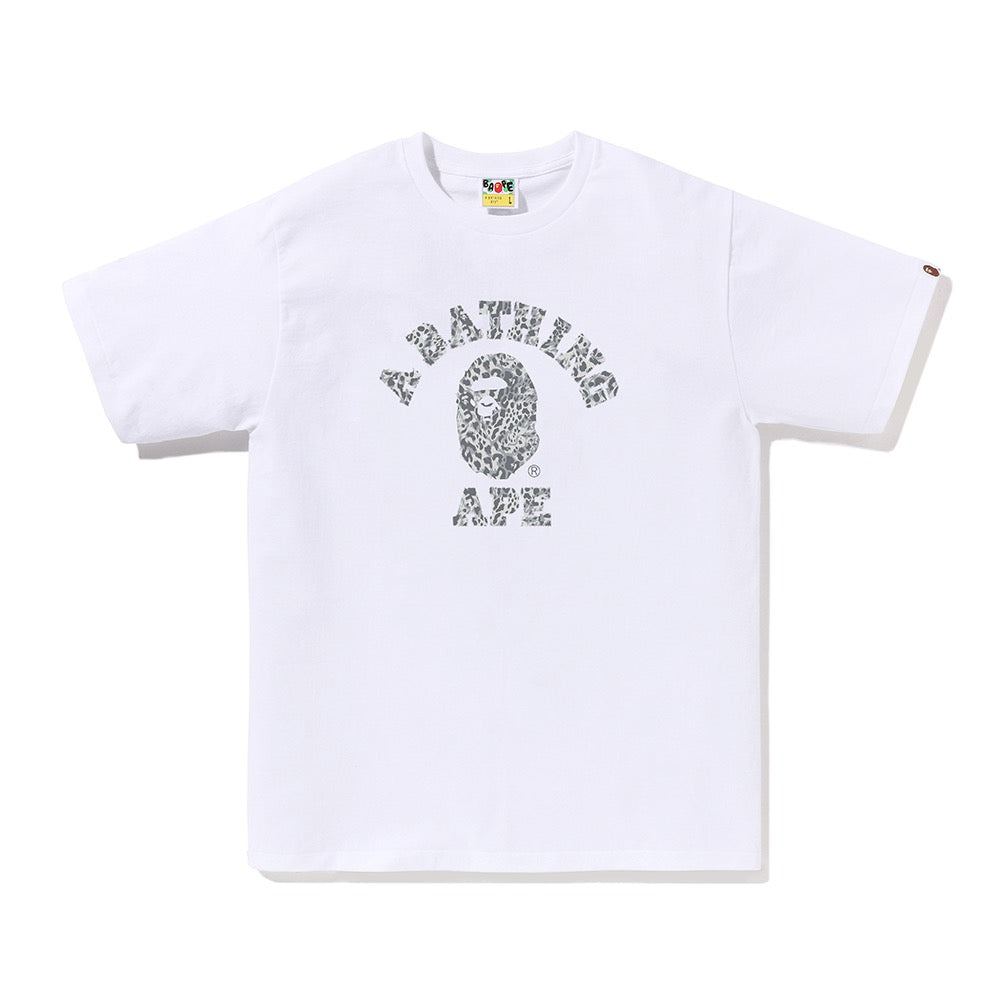 와일드 레오파드 패턴 콜리지 티셔츠(M) WHITE/GRAY